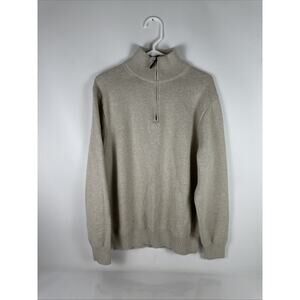 J. Crew Knit Quarter Zip Pullover Sweater Size Large Beige Casual Men’s